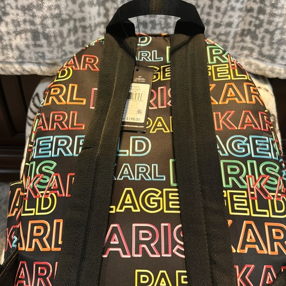 NWT Karl Lagerfeld Nylon Multi Color Backpack With 2 Side Pockets & Front Pocket - Picture 5 of 16